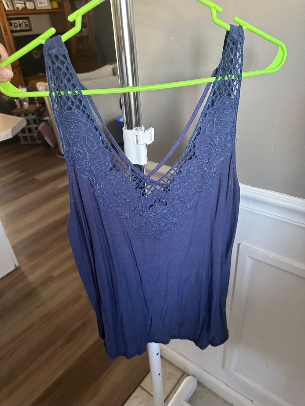 Daytrip Navy Crochet V-Neck Camisole